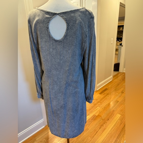 Yahada Long Sleeve Blue Gray Shirt Dress - Picture 3 of 11
